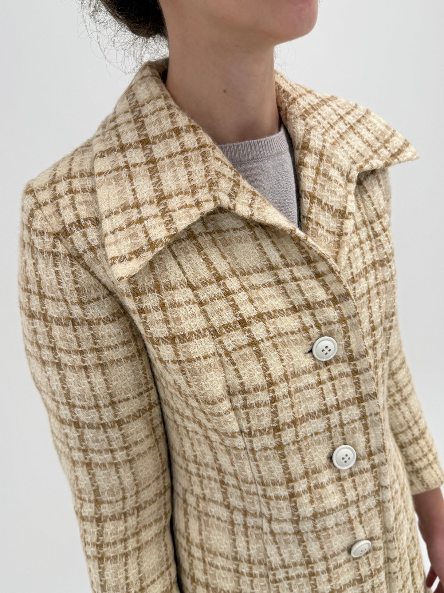 Palton old vintage petite de colecție anii 60 din boucle plin de lana