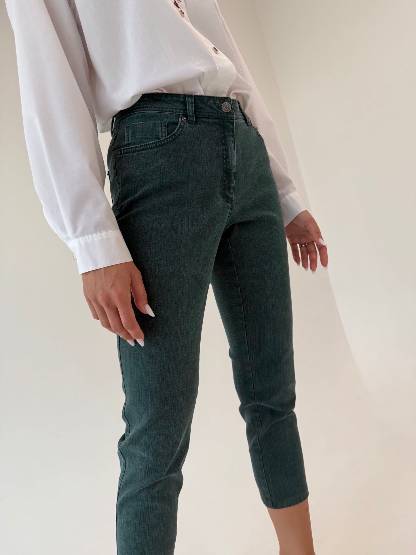 Jeans luxury Madeleine petite capri ultra confort modelatori forest green