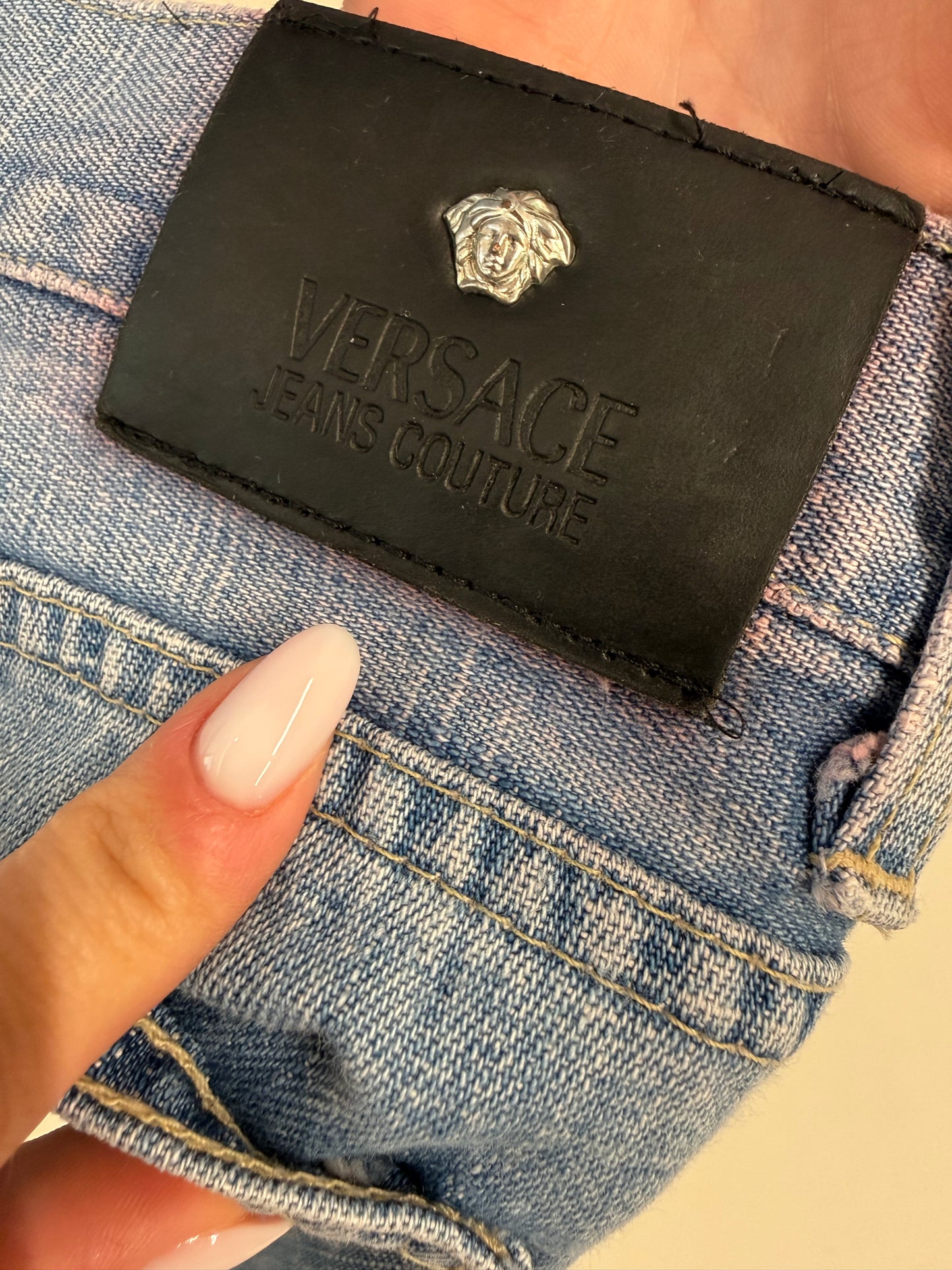 Jeans vintage Versace bootcut classic wash de sezon cald