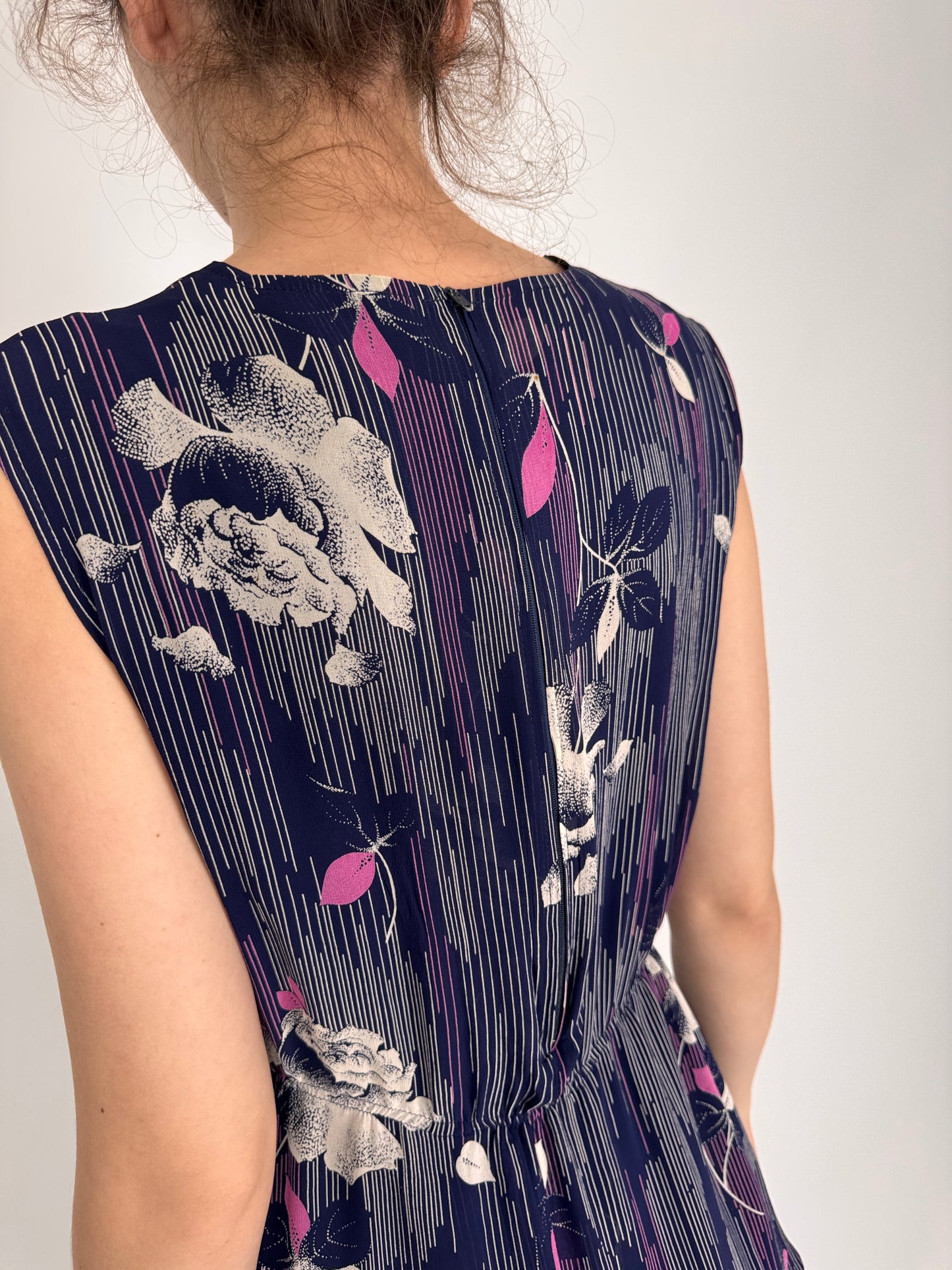 Rochie vintage din mătase naturală cu talie marcată elastică