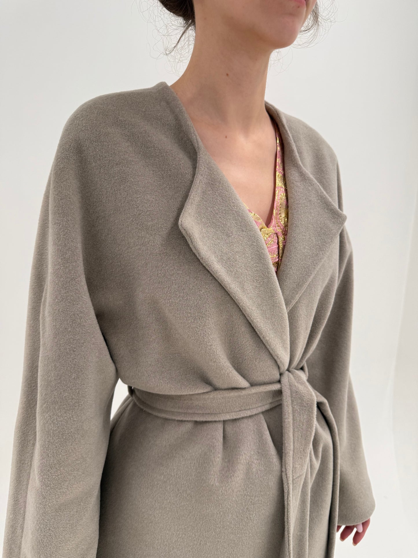 Palton de brand super premium Hobbs warm gray din lana extrafina