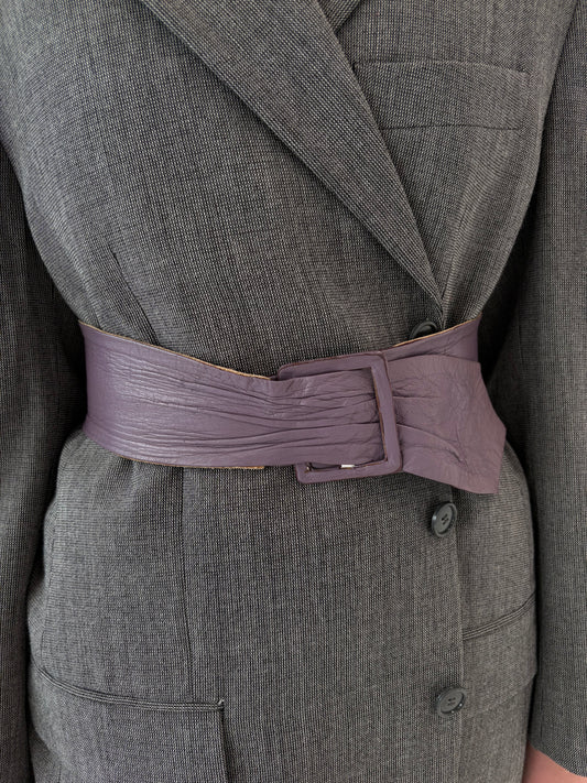 Centura vintage din piele naturală moale dusty violet