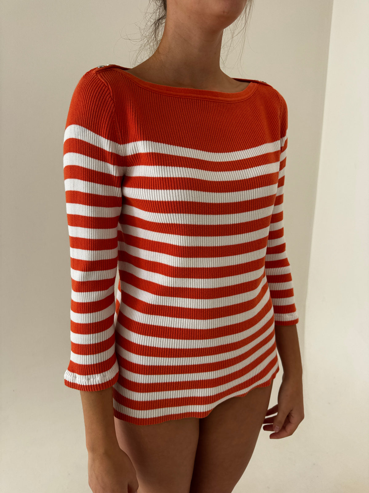 Pulover petite Ralph Lauren din bumbac gros ribbed în dungi