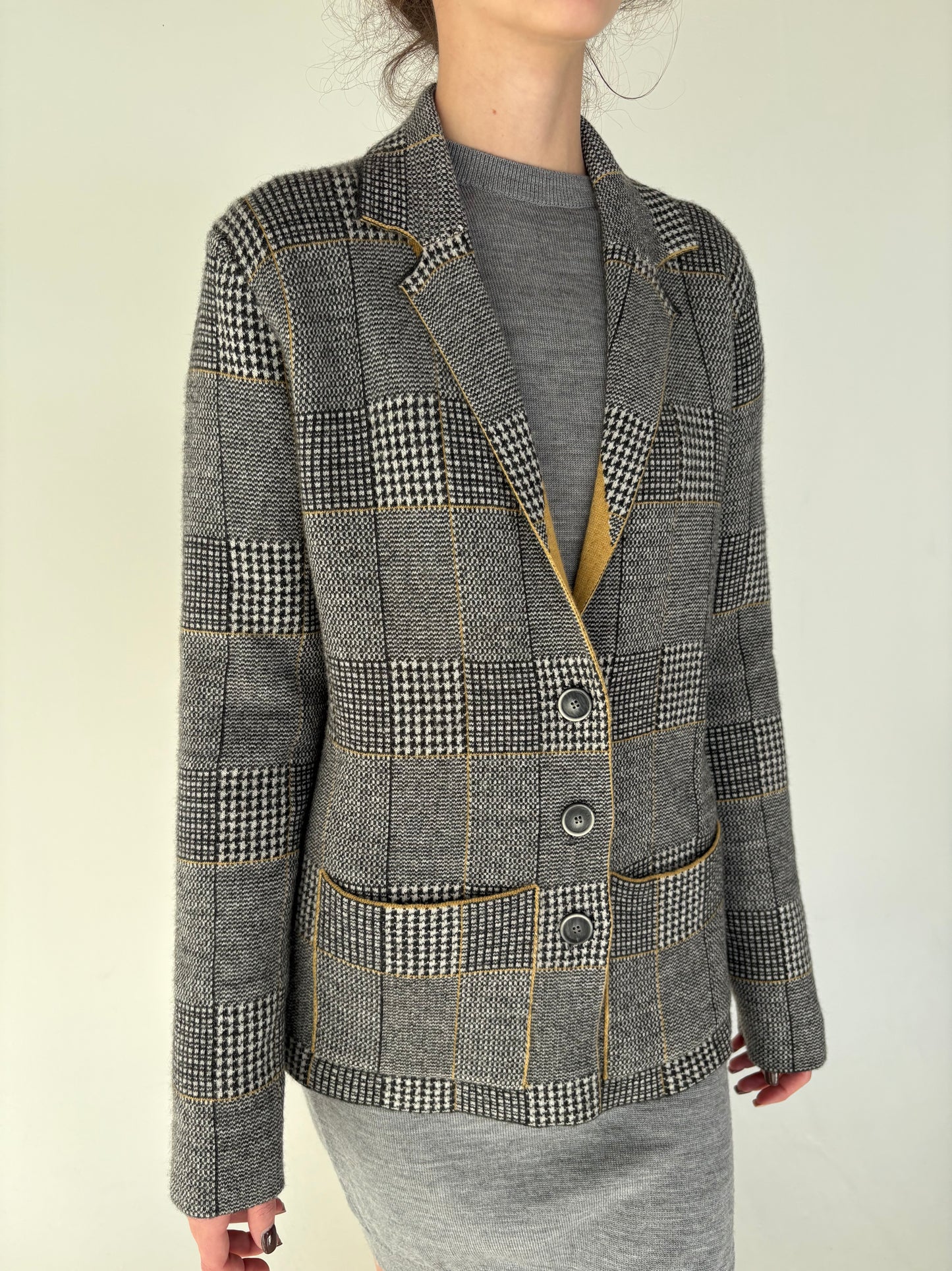 Sacou italian din tricot dens de gramaj mare din lana merino extrafina