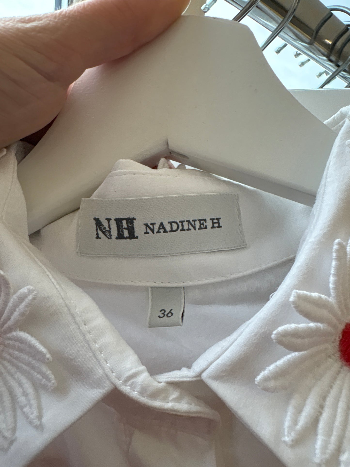 Cămașa premium cu floricele 3D din poplin ușor strech de bumbac