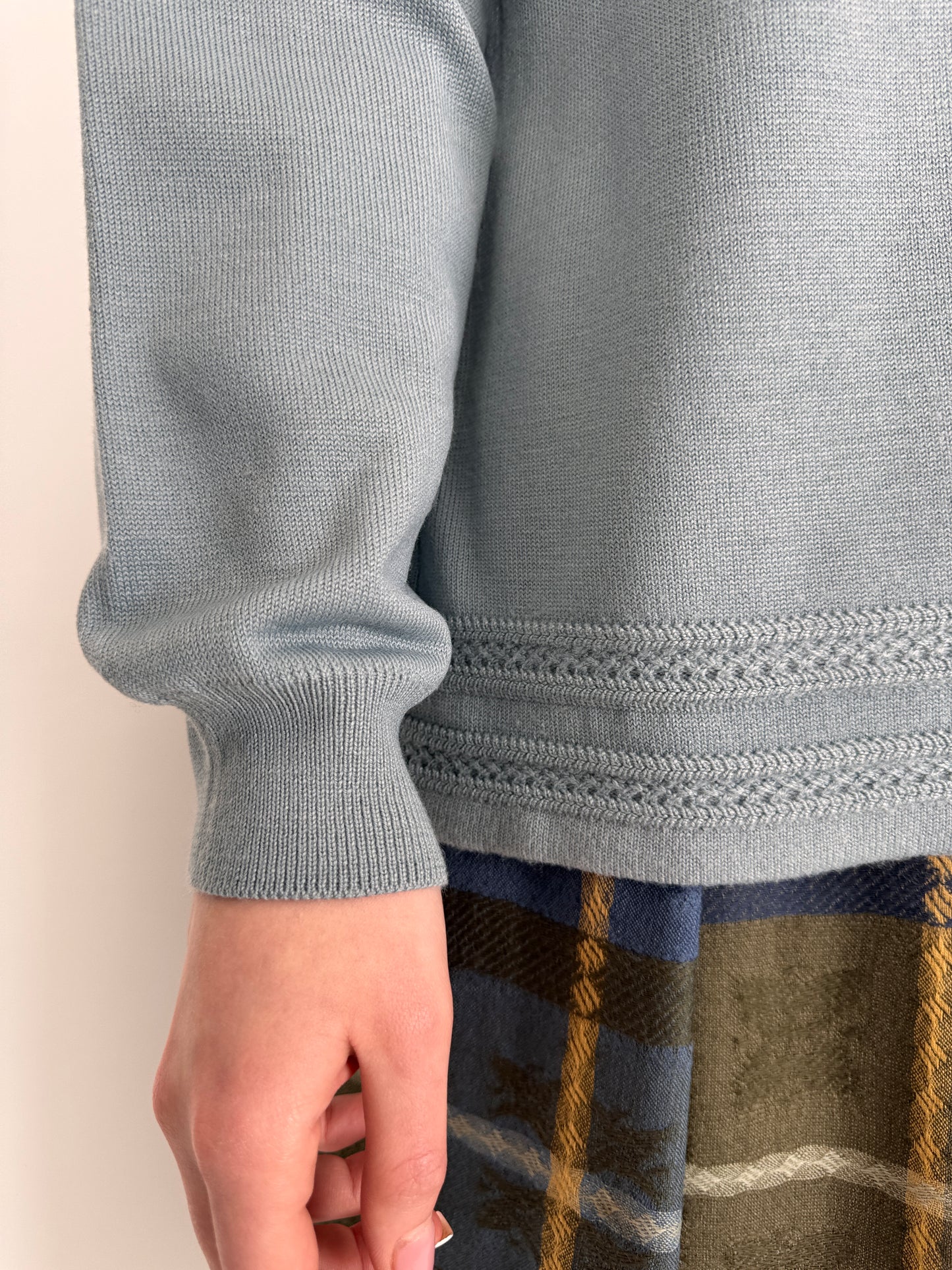 Cardigan subțire vintage italian baby blue din lana extrafina
