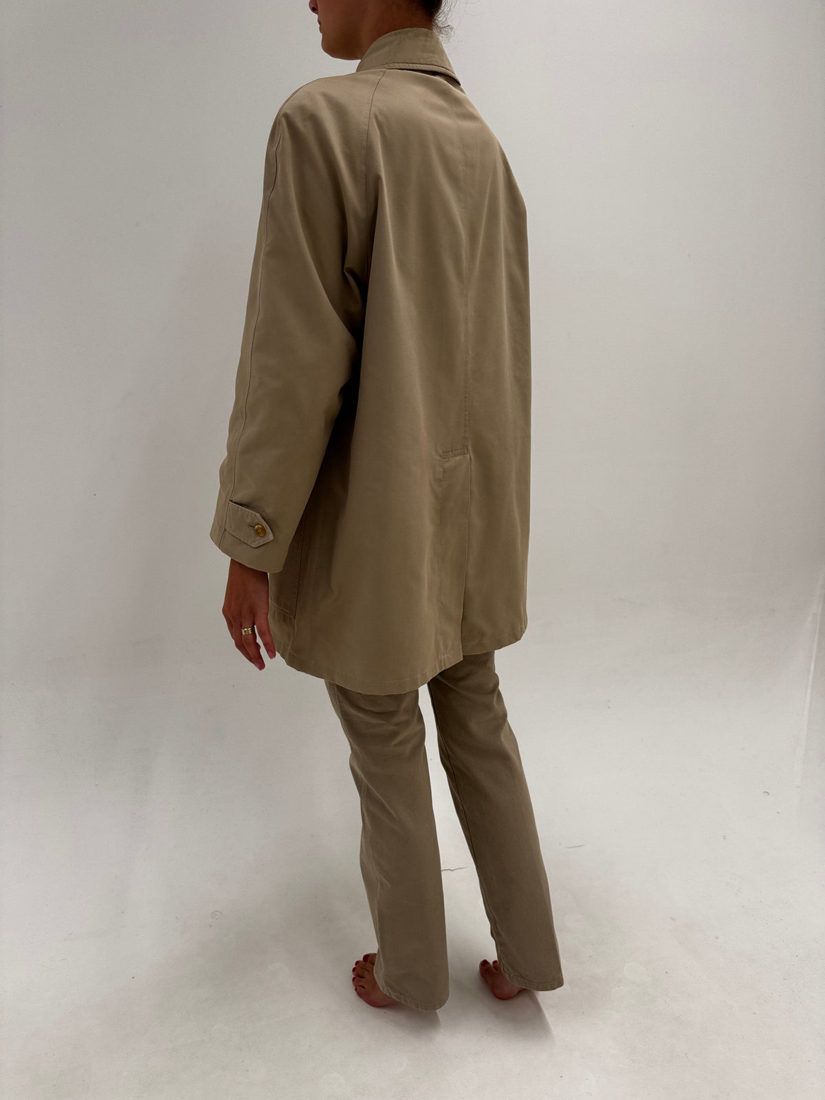 Trench Burberry vintage din gabardină de bumbac cu interior cu print specific brandului