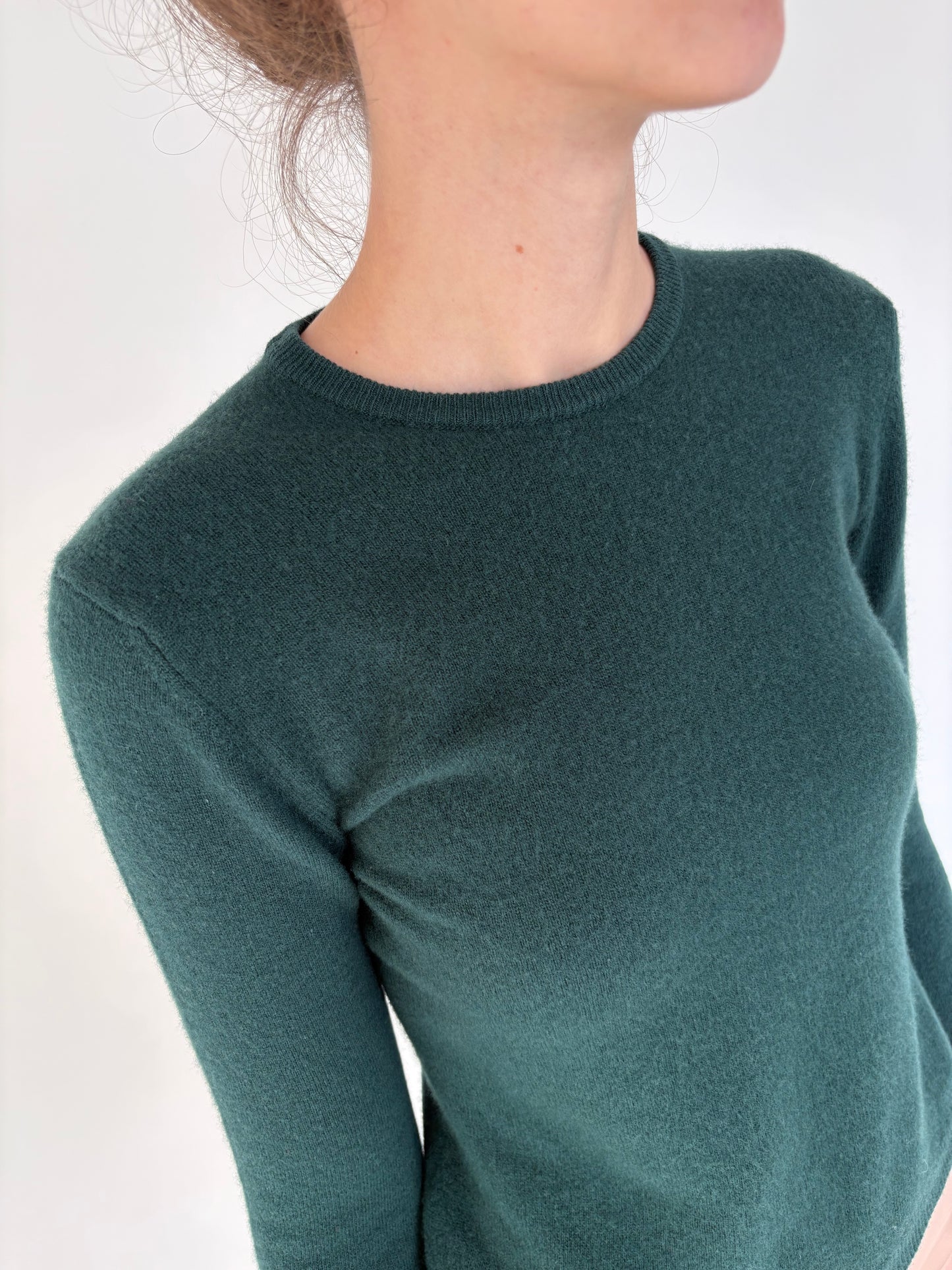 Pulover forest green din lana extrafina de gramaj mare