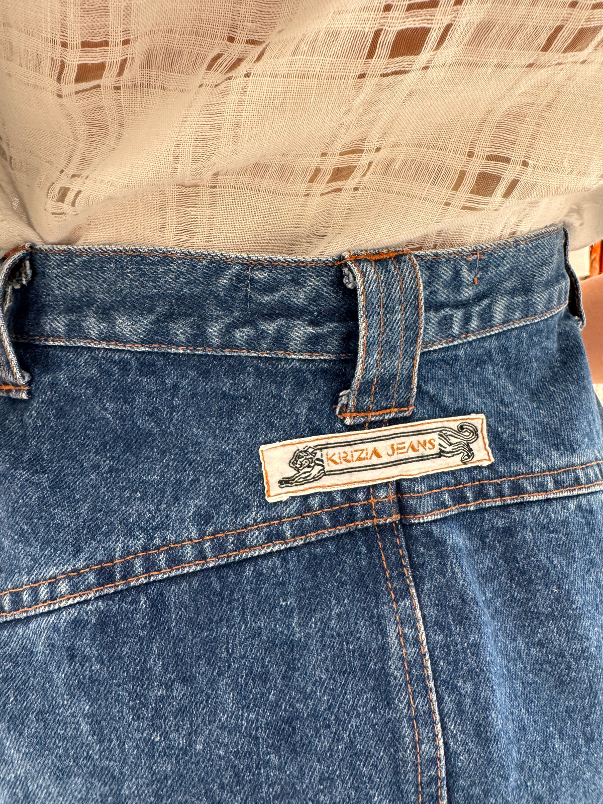 Fustă vintage luxury Krizia din Jeans în croi extrem de chic creion