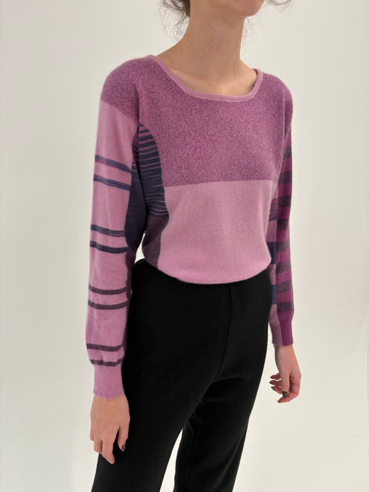 Pulover italian din cașmir multiply în nuanțe de lavanda