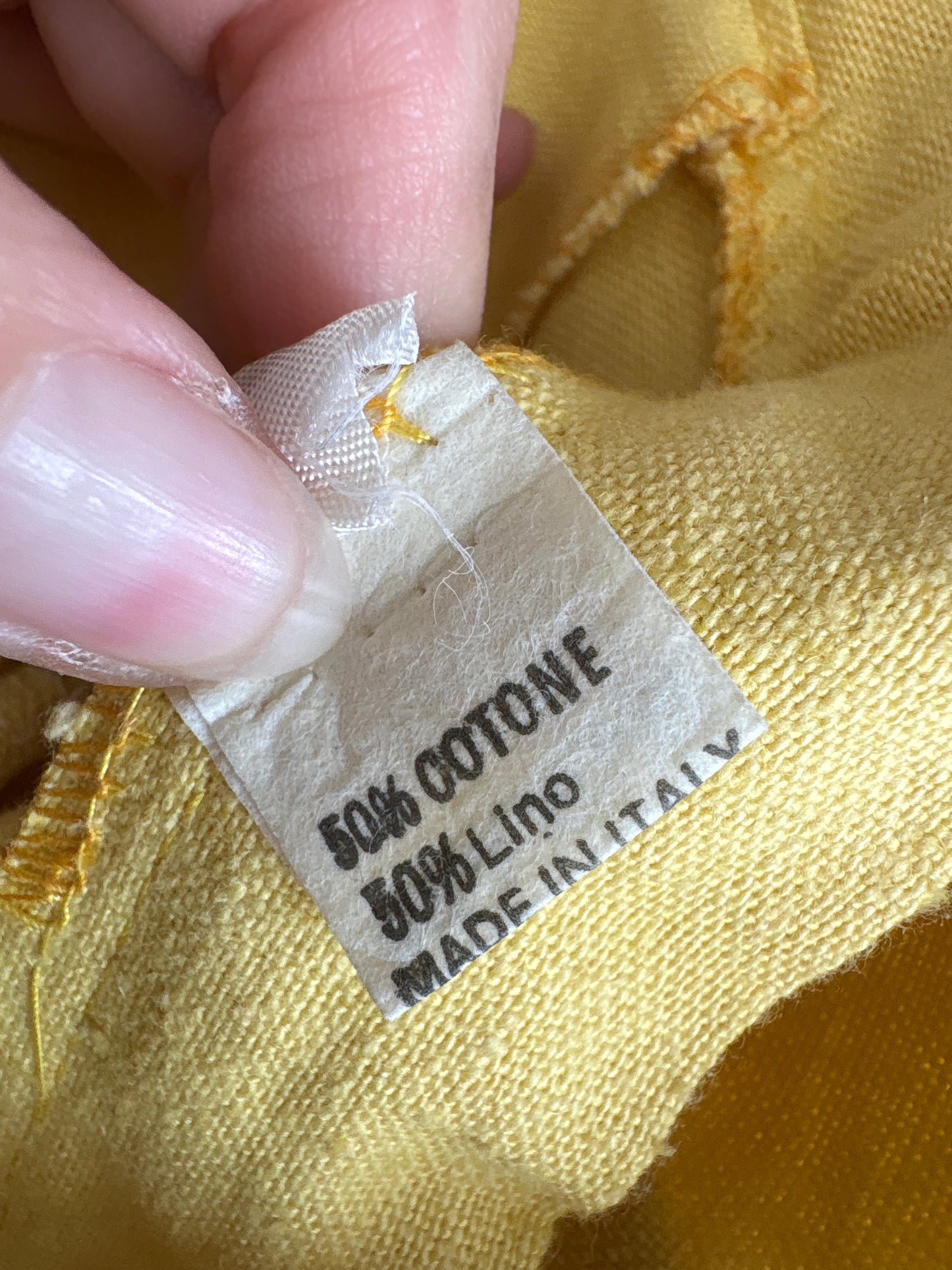 Pantaloni vintage din pânză excepțională de in și bumbac huttwr yellow
