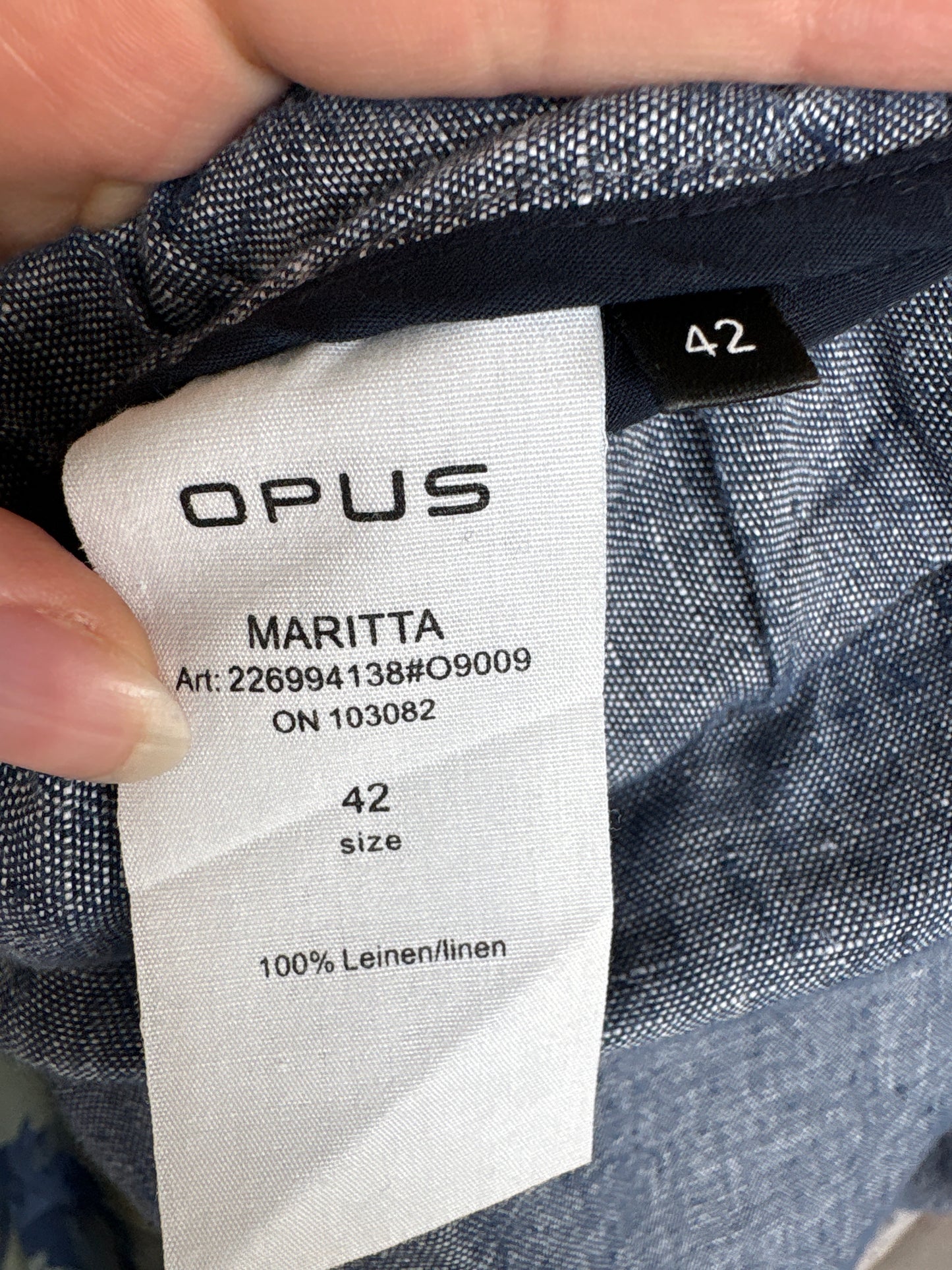 Pantaloni italienești din in jeans blue melanj cu talie reglabilă în croi drept