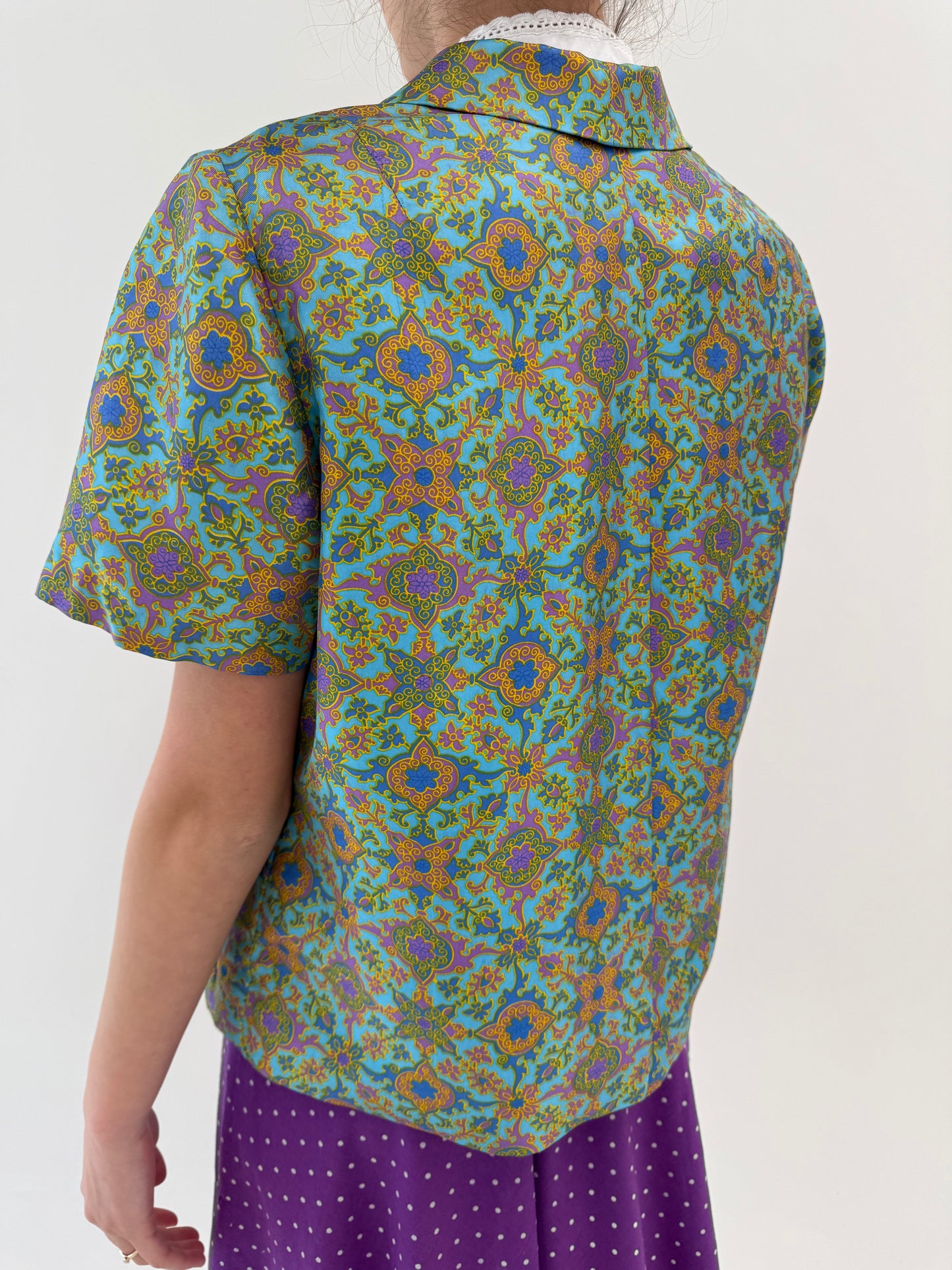 Sacou vintage din mătase naturală cu print superb