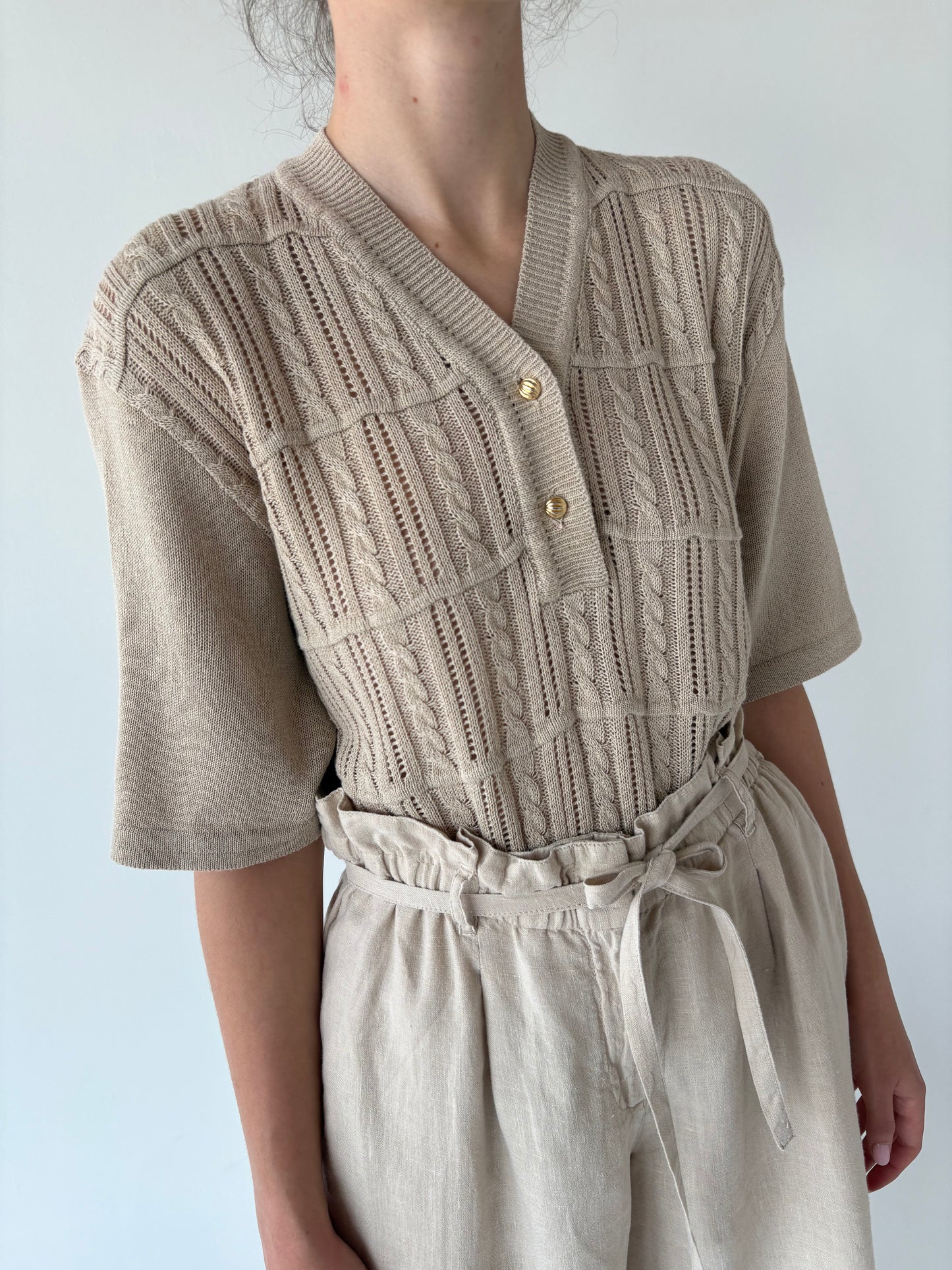 Top vintage premium italian din jerse excepțional light nude