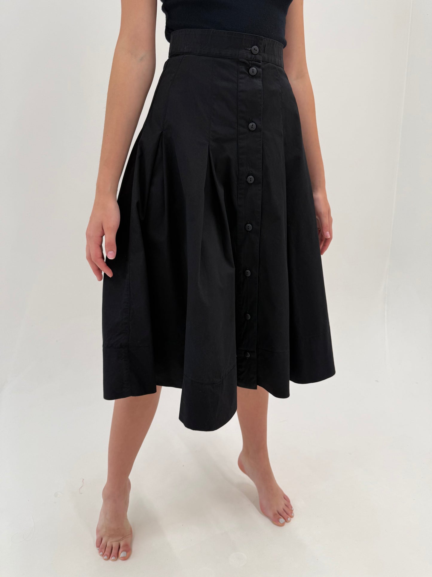 Fustă vintage de brand luxury Laura Biagiotti din poplin cu talie ultra marcată
