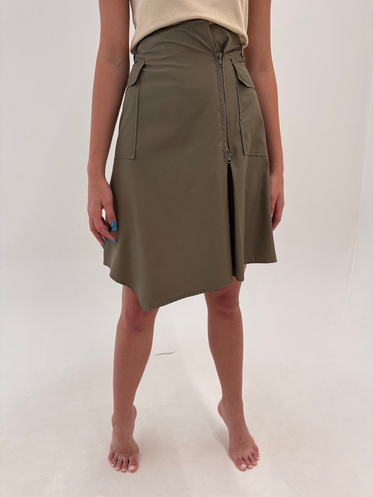 Fustă Kaki Max&Co by Max Mara cu influențe casual și talie ultra înaltă