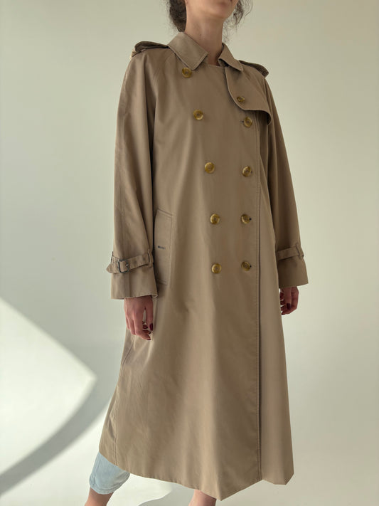 Trench vintage Burberry camel din gabardină