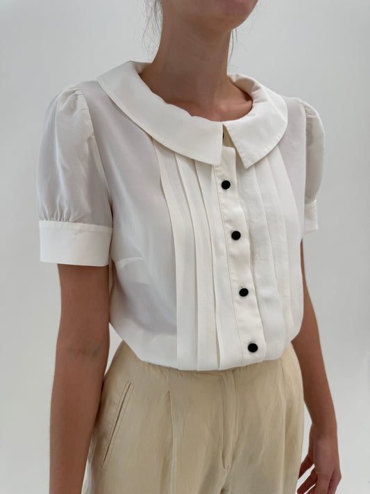 Camasa luxury Luisa Spagnoli din mătase natuala butter white în croi feminin