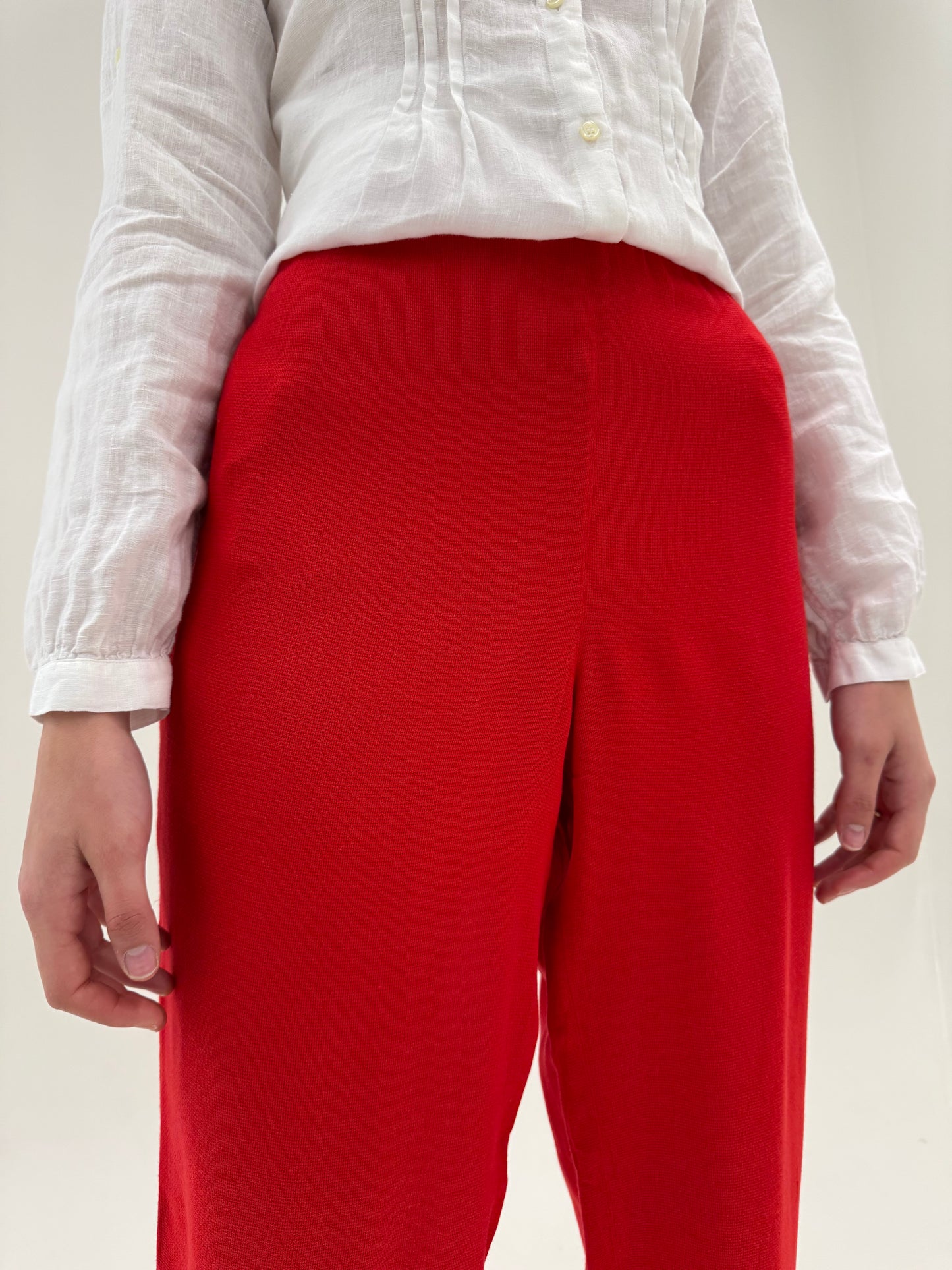 Pantaloni de vară vintage cu talie ultra înaltă marcată elastică