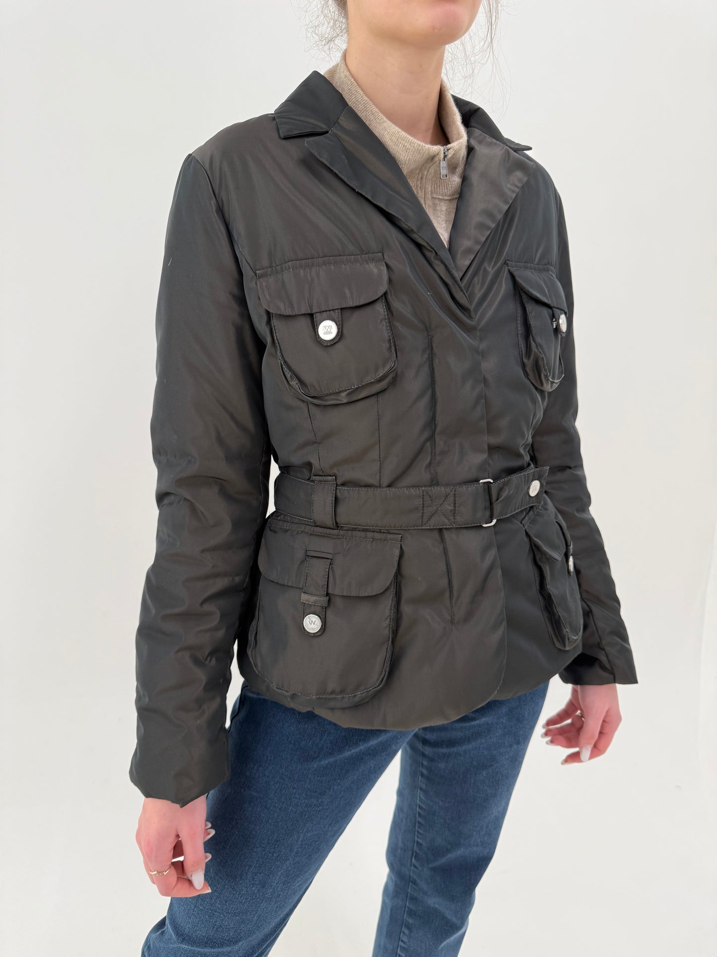 Geacă subțire Max Mara cu talie marcată reglabilă din material impermeabil