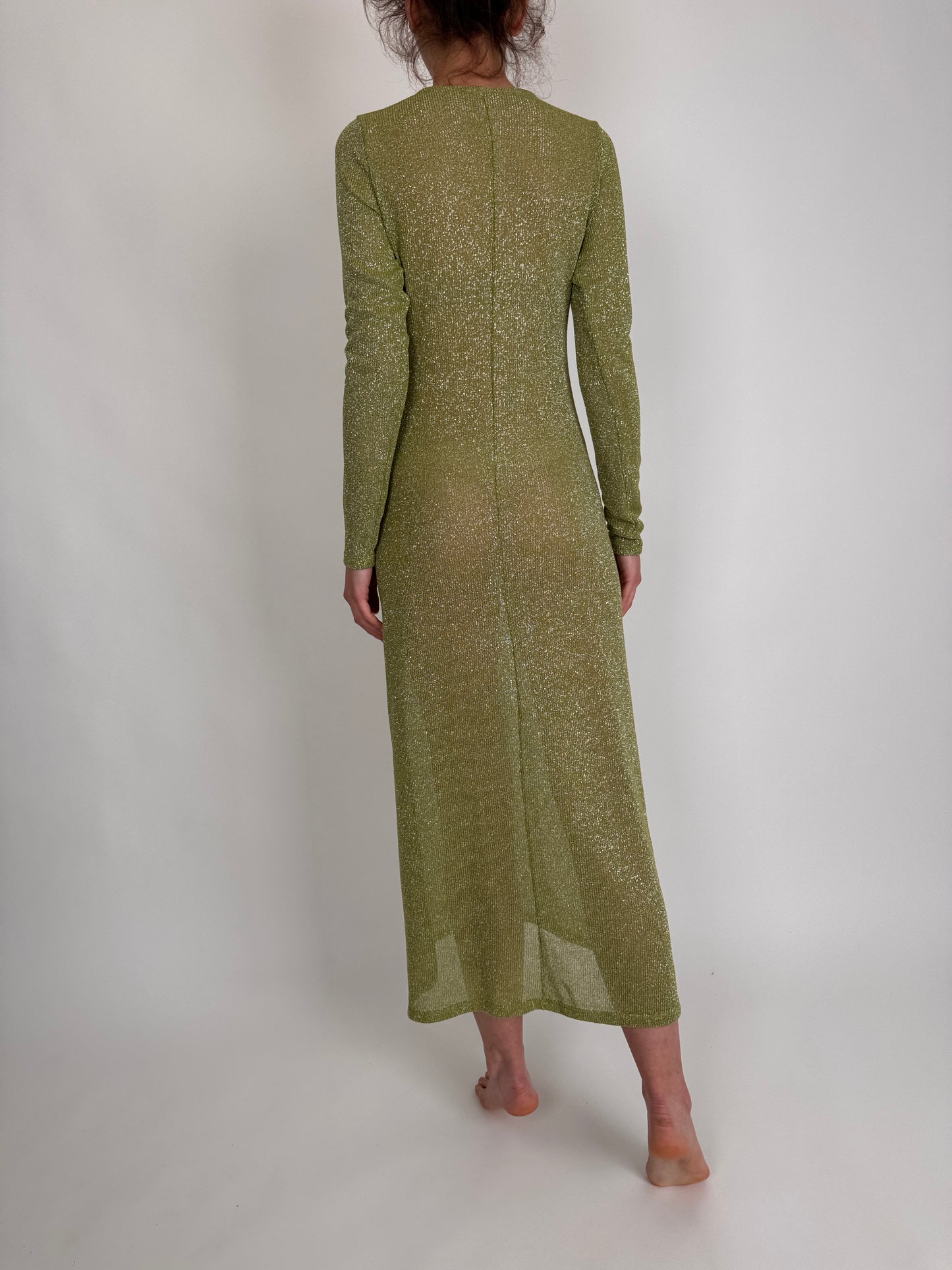 Rochie seaweed green modeloate din jerse ușor argintiu
