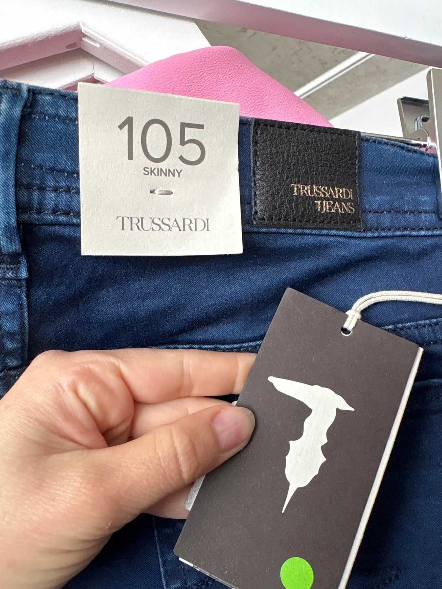 Jeans noi de vară luxury Trussardi indigo wash ultra confort modelatori tall