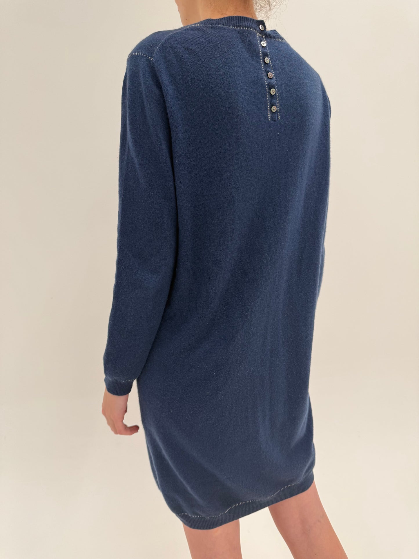 Rochie casual jeans blue din cașmir cu grad redus de peeling