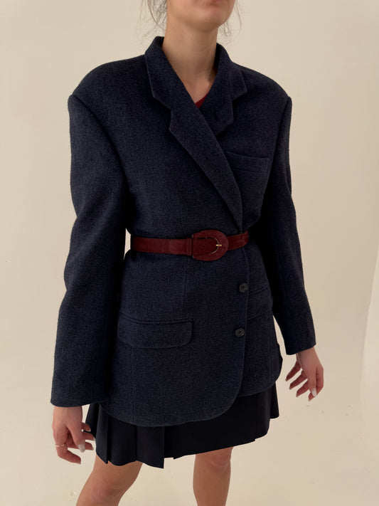 Sacou în croi actual dark jeans blue din tweed italian de lana excepțional