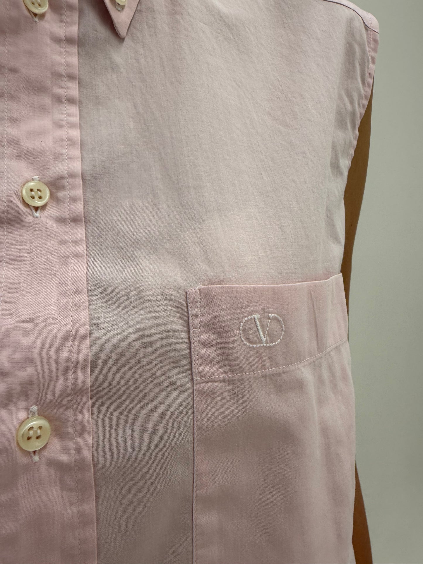 Cămașa Valentino powder pink in croi cropped din cel mai din bumbac