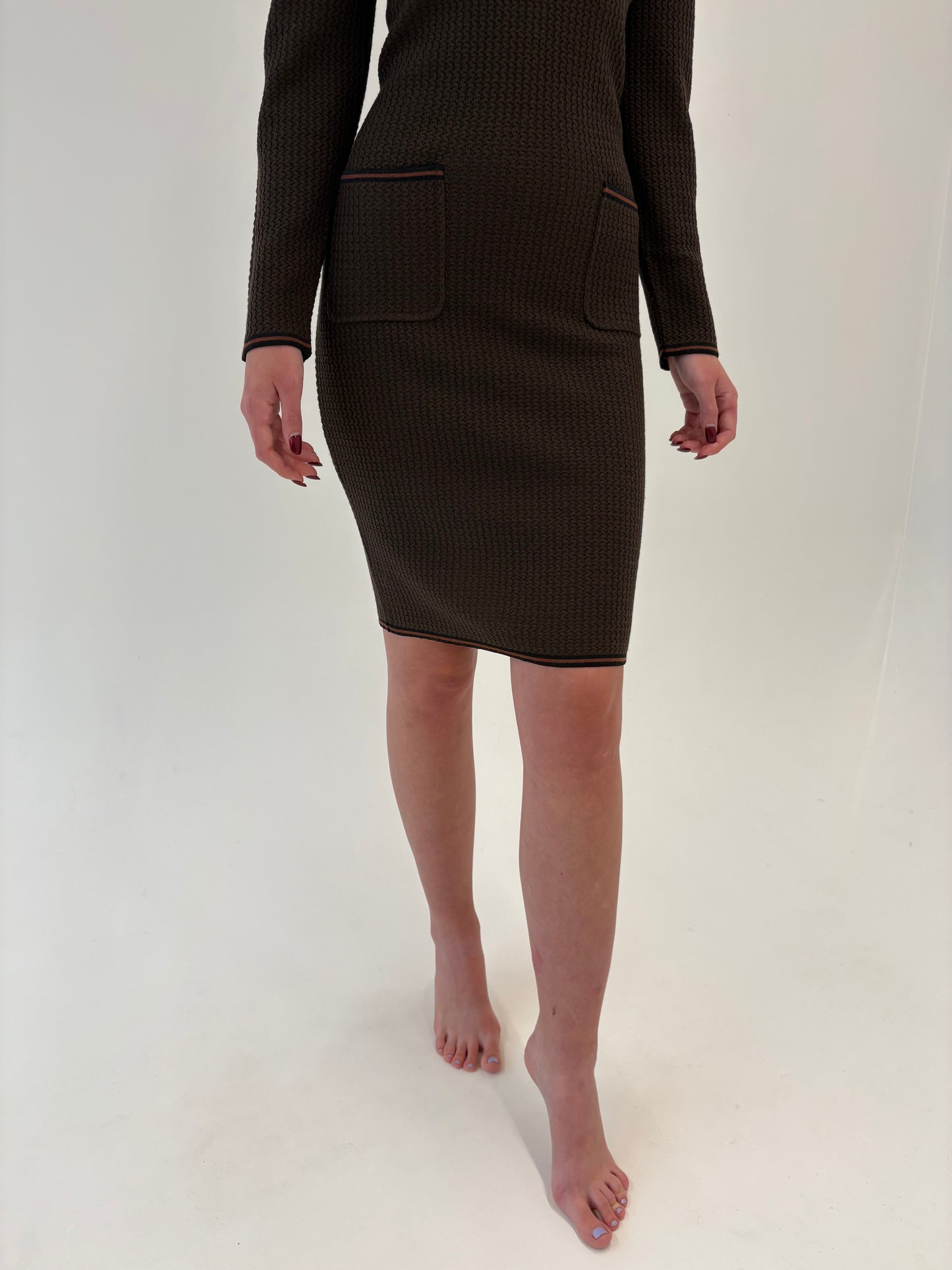 Rochie luxury italiană in stil Chanel din lana merino extrafina texturată