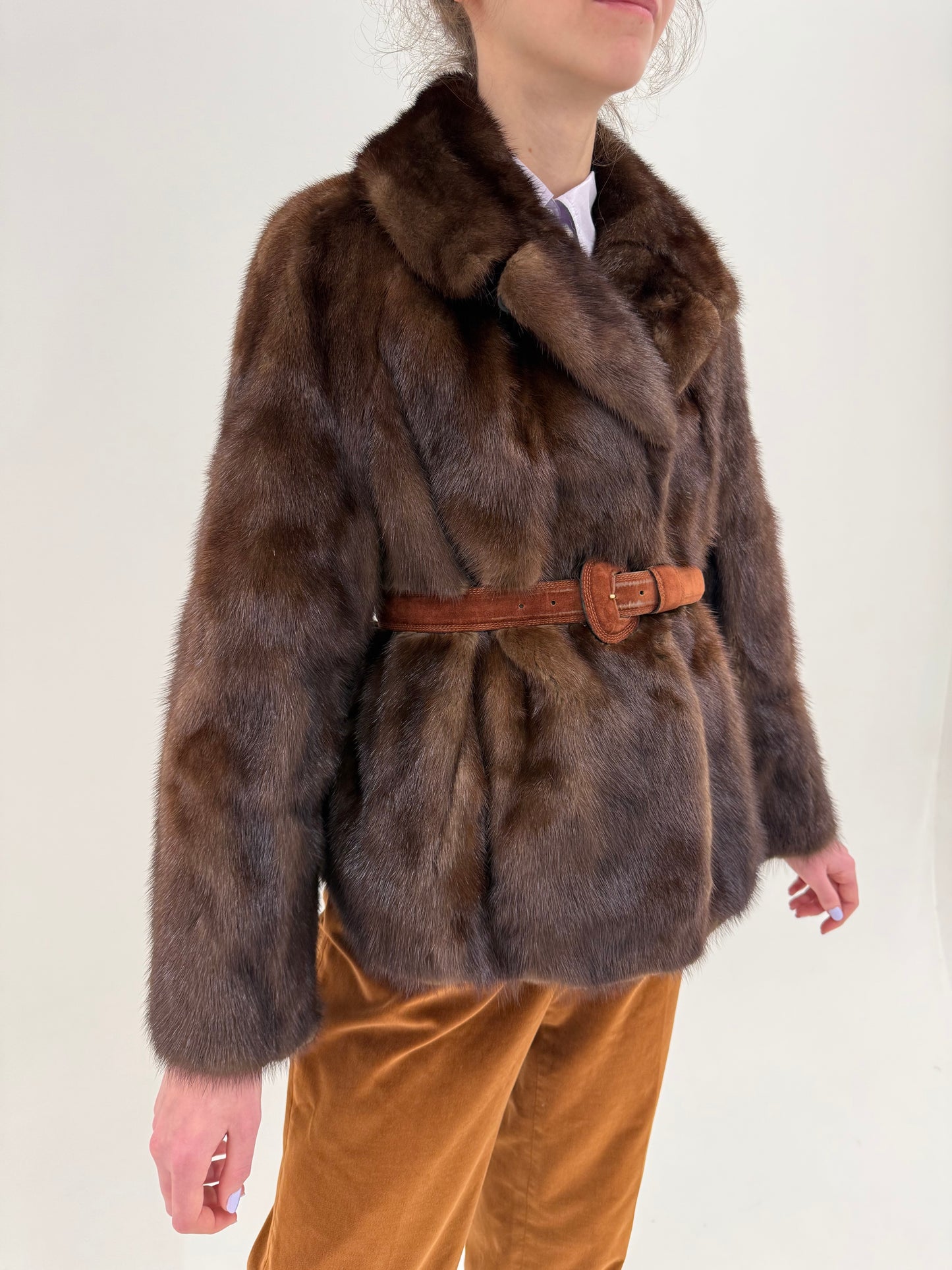 Blană naturală de nurcă excepțională dark brown