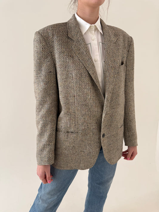 Sacou vintage excepțional din lana și mătase cu inserții curcubeu