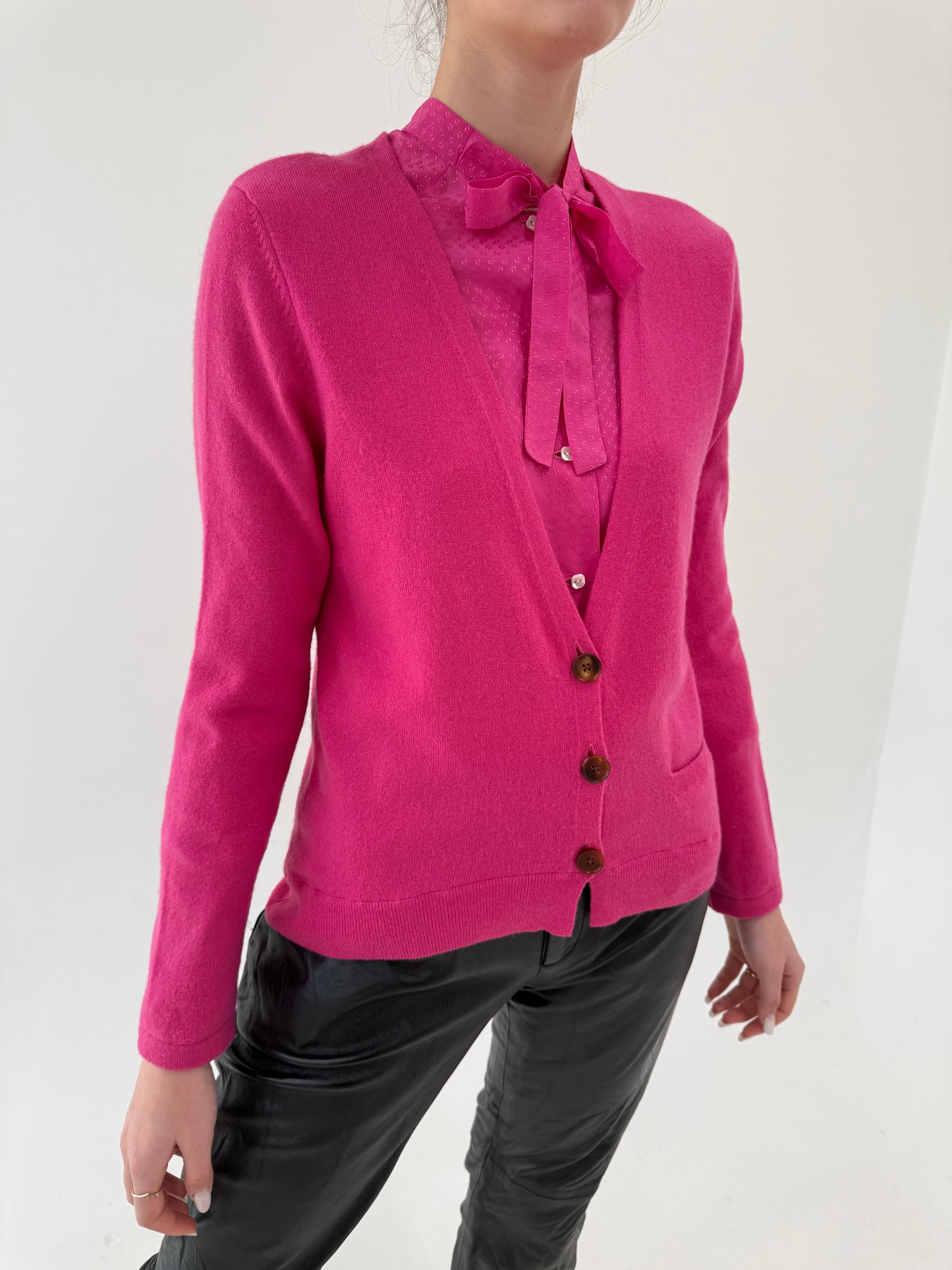 Cardigan din cașmir Barbie Pink