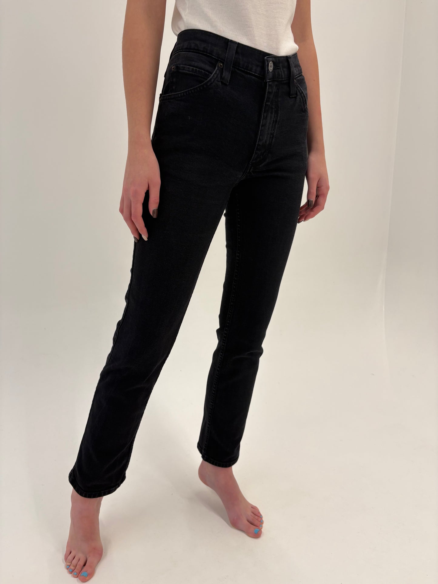 Jeans premium black wash din material plin modelator