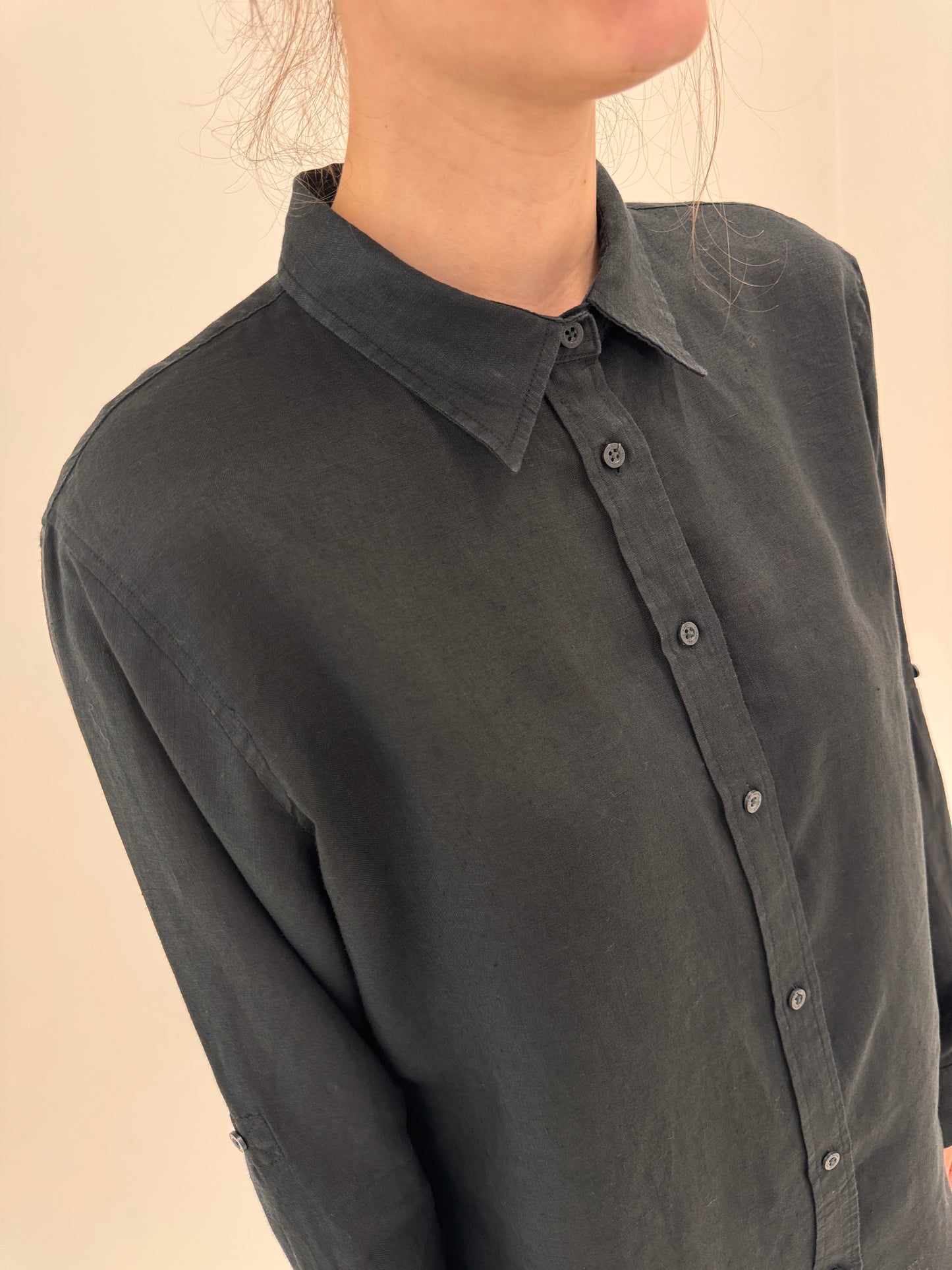 Cămașa Ralph Lauren din în charcoal gray cu mânecă reglabilă în croi oversized