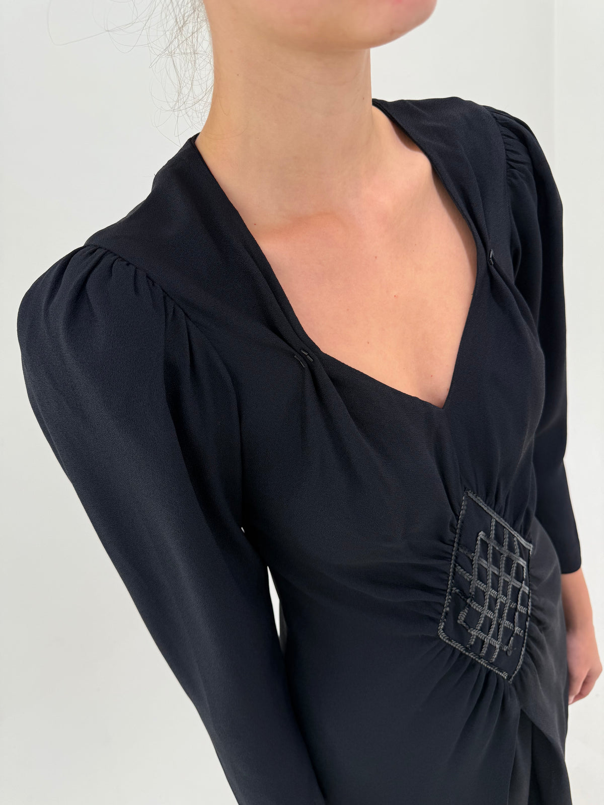 LBD Luisa Spagnoli vintage de la business la seara din crep plin cu talie marcată