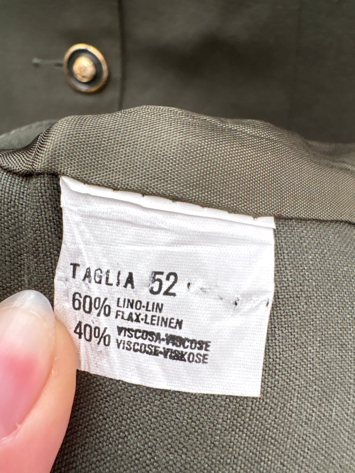 Sacou dark green din pânză de in și vascoza cu nasturi decorativi