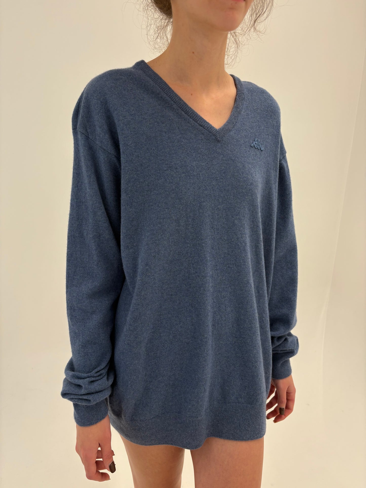 Pulover gros tall jeans blue 80% lana