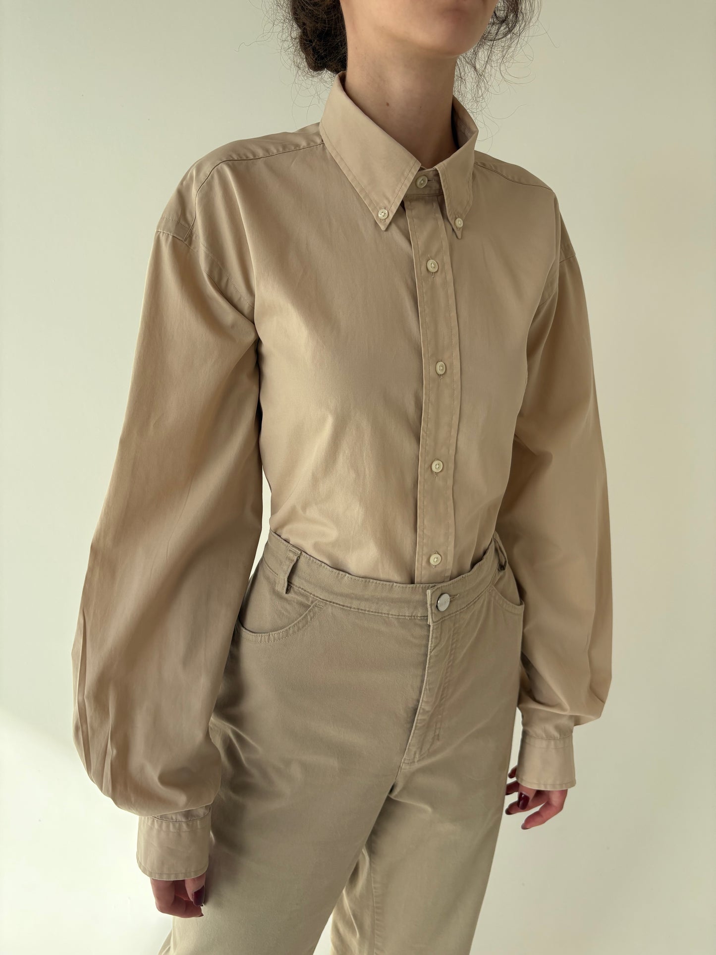 Cămașa camel Ralph Lauren din bumbac plin în croi lejer
