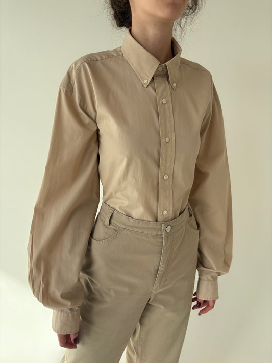 Cămașa camel Ralph Lauren din bumbac plin în croi lejer
