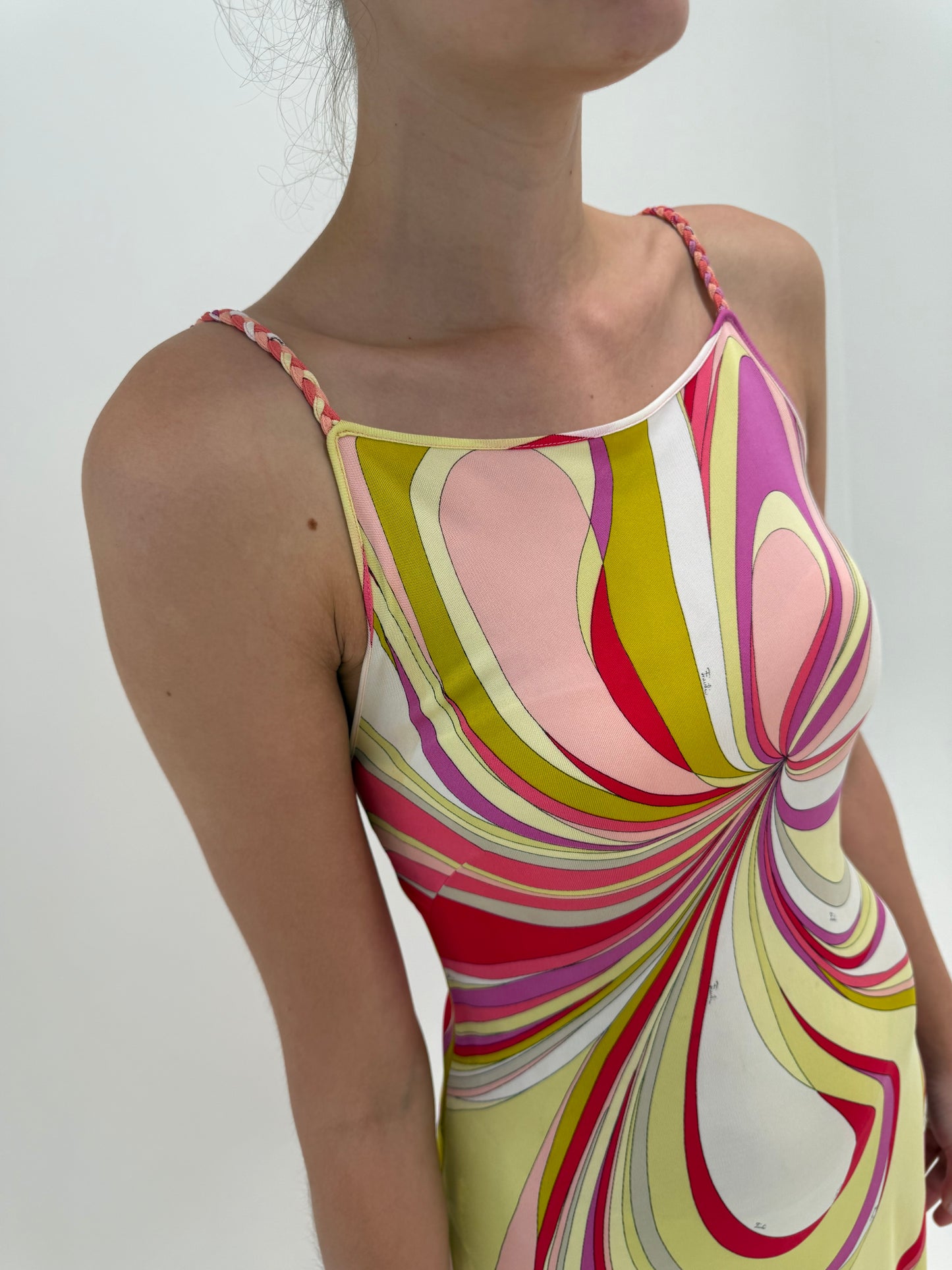 Rochie maxi de colecție Emilio Pucci cu print specific brandului