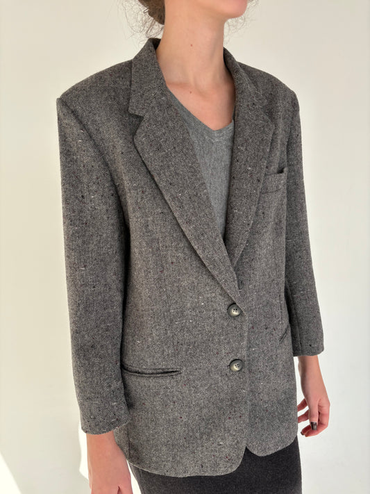 Sacou luxury petite din tweed de alpaka și mohair cu inserții burgundy