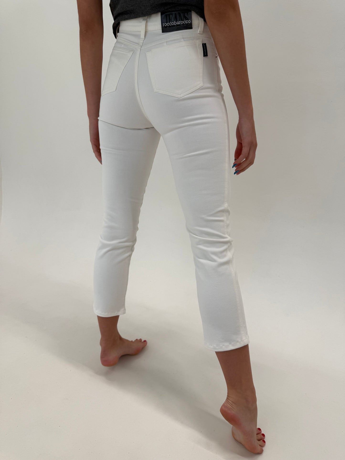 Jeans luxury Rocco Barocco ultra confort modelatori petite cu talie înaltă