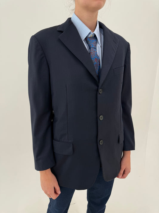 Sacou Burberry Navy din lana extrafina în croi actual