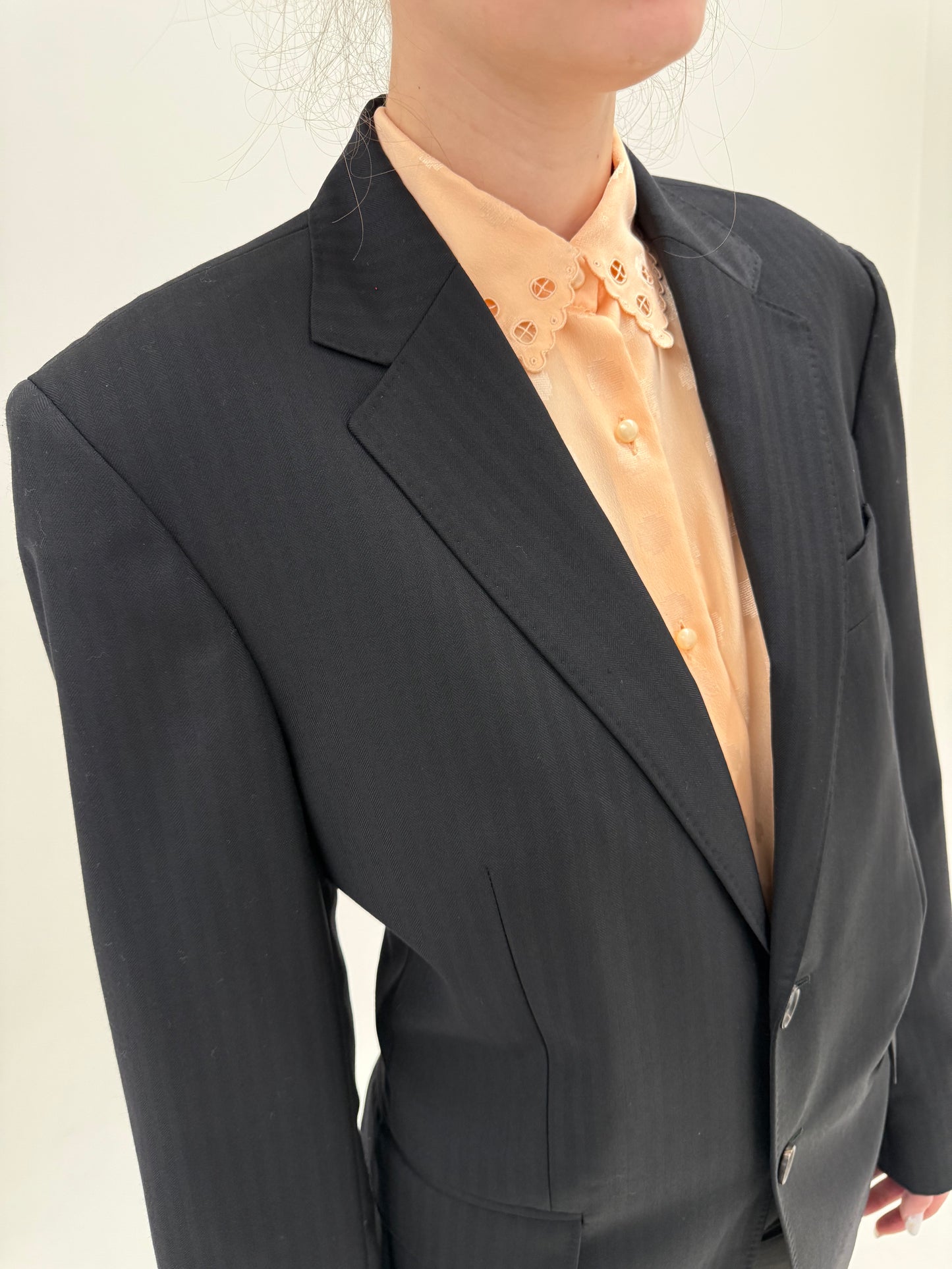 Sacou luxury negru John Richmond în croi actual din lanita extrafina lightweight