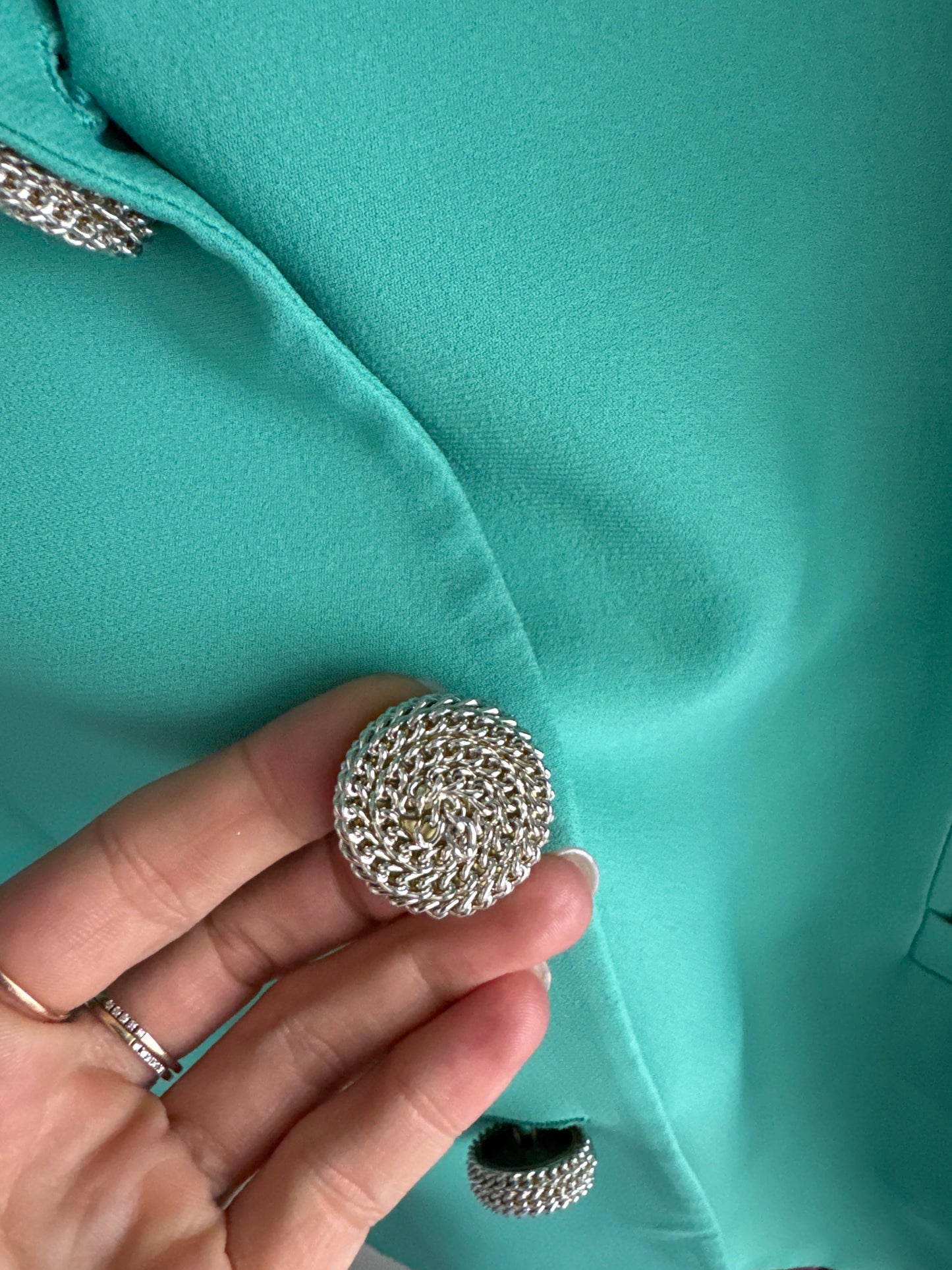 Sacou vintage de vară cu nasturi bijuterie metalici argintii în croi clasic