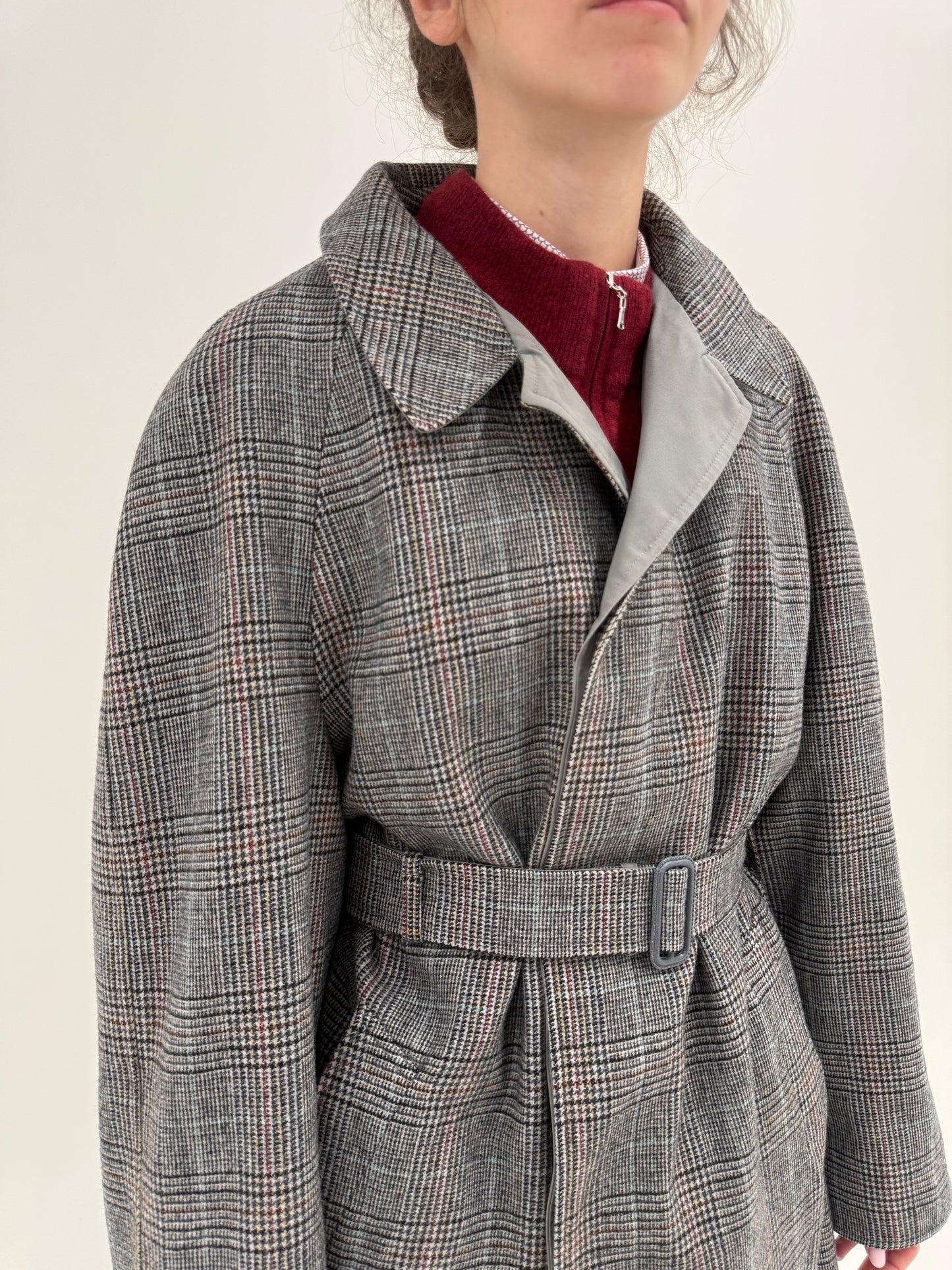 Palton vintage tip trench cu 2 fete una din lana și una din gabardină