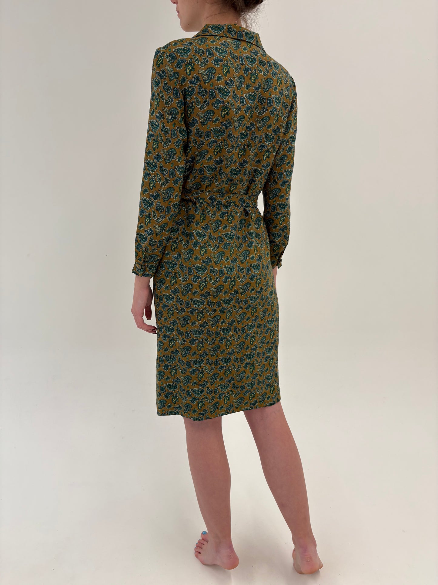 Rochie Old vintage anii 70 din lana extrafina cu print paisley