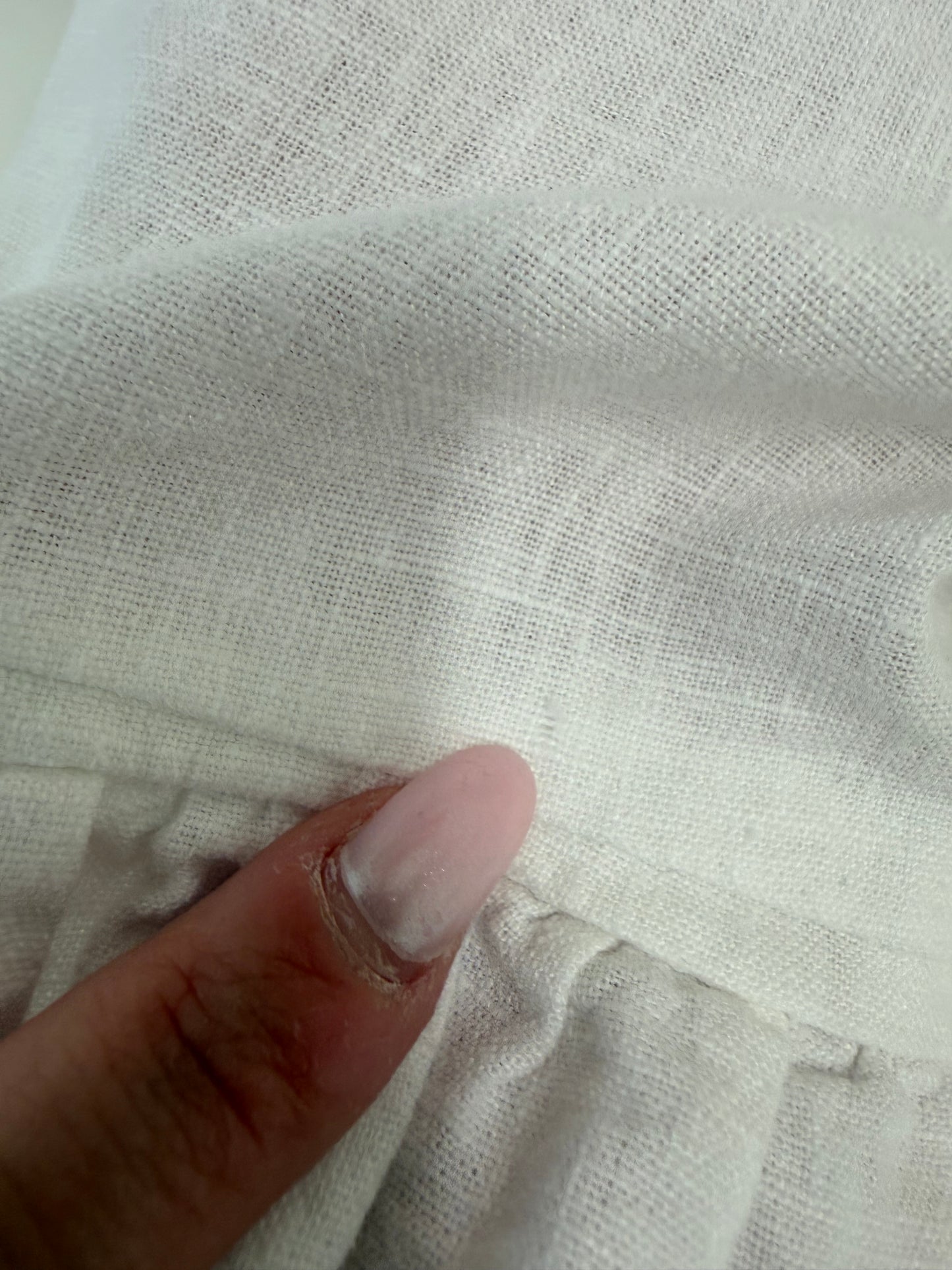 Rochie cu talie ultra inalta marcată din in cu mânecuțe bufante