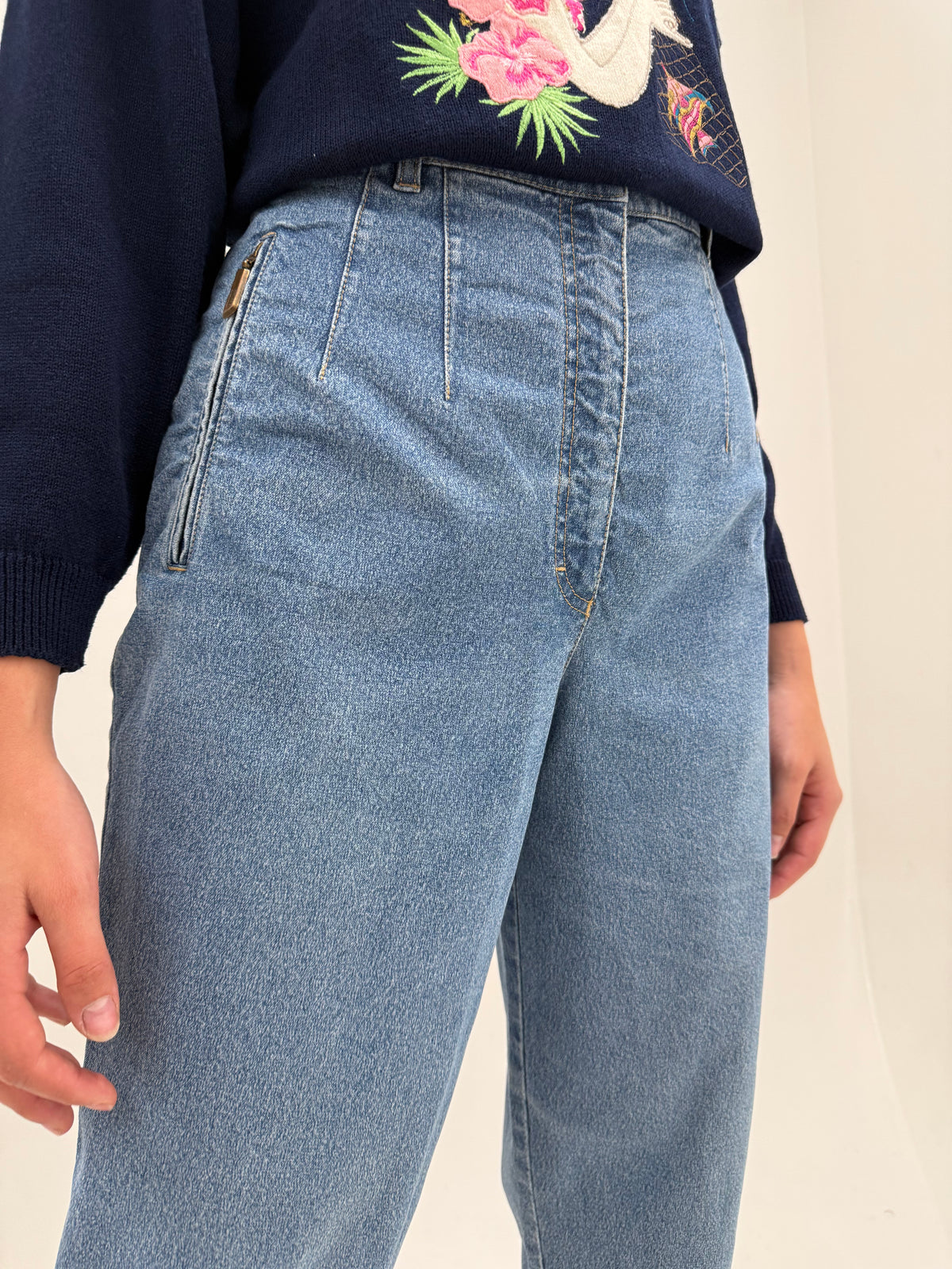 Jeans vintage premium italienești mom fit petite modelatori classic wash